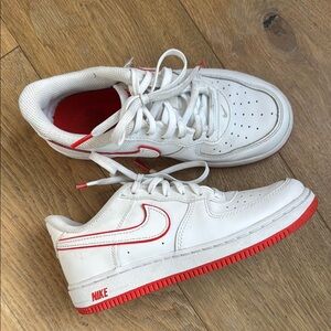 Nike Air Force One White and Red Low-Tops